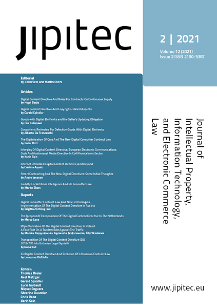 JIPITEC 12 (2) 2021 Cover